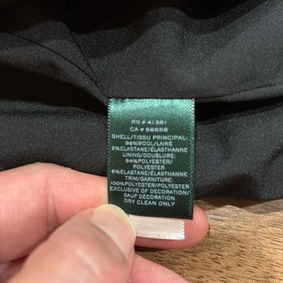 Lauren Ralph Lauren Black Velvet Colar Blazer. Size 16. Wool - Picture 6 of 12